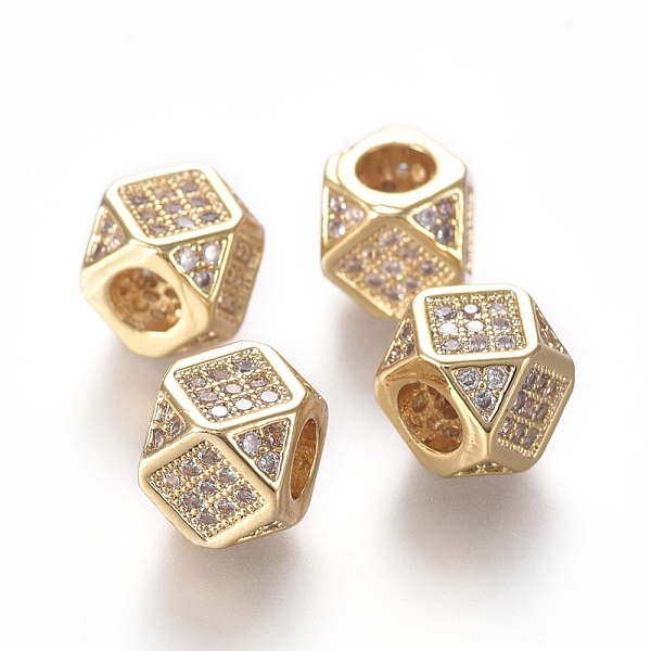 PandaHall Brass Micro Pave Cubic Zirconia Beads, Polygon, Clear, Real 18K Gold Plated, 6.5~7x6.5~7x6.5~7mm, Hole: 3mm, Diagonal Length: 9mm...
PandaHall Brass Micro Pave Cubic Zirconia Beads, Polygon, Clear, Real 18K Gold Plated, 6.5~7x6.5~7x6.5~7mm, Hole: 3mm, Diagonal Length: 9mm...