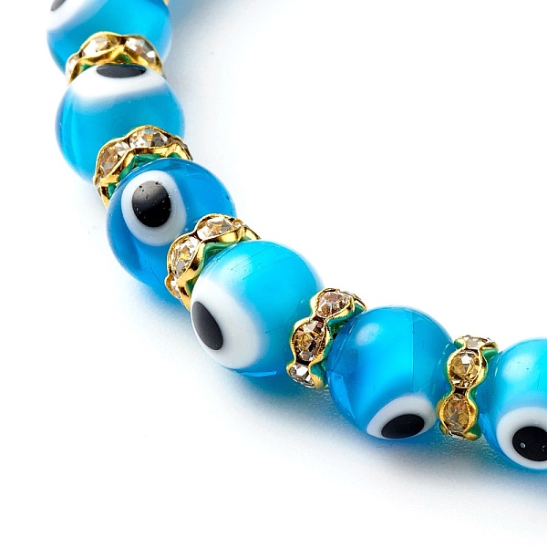 PandaHall Handmade Evil Eye Lampwork Beaded Stretch Bracelets, with Flat Round Brass Rhinestone Beads, Deep Sky Blue, Inner Diameter: 2-1/2..., Clear
PandaHall Handmade Evil Eye Lampwork Beaded Stretch Bracelets, with Flat Round Brass Rhinestone Beads, Deep Sky Blue, Inner Diameter: 2-1/2..., Clear