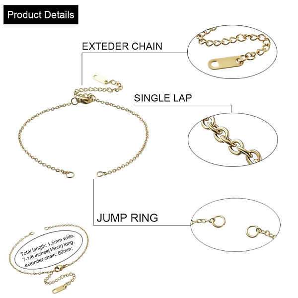 PandaHall 304 Stianless Steel Cable Chain Bracelet Making, with Jump Rings, Extension Chain and Lobster Claw Clasps, Golden, 7-1/8 inch...
PandaHall 304 Stianless Steel Cable Chain Bracelet Making, with Jump Rings, Extension Chain and Lobster Claw Clasps, Golden, 7-1/8 inch...