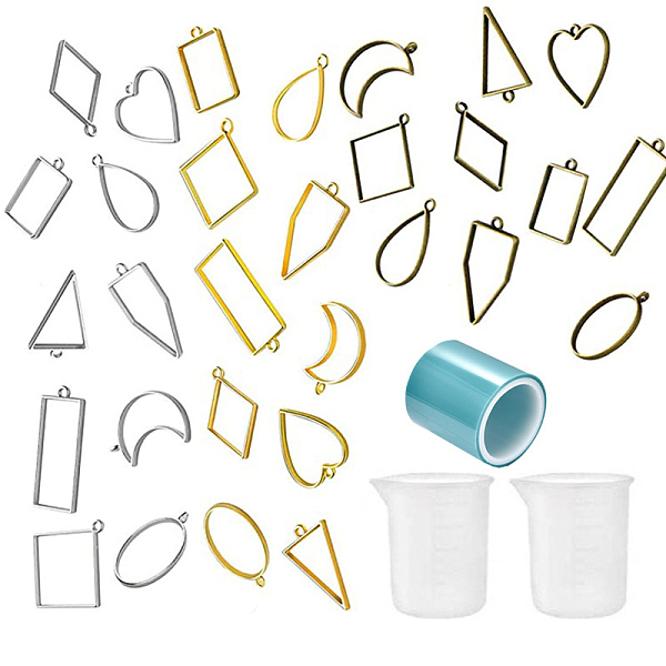 PandaHall 30Pcs Triangle & Heart & Rectangle & Moon Alloy Open Back Bezel Pendants, For DIY UV Resin, Epoxy Resin, Pressed Flower Jewelry...
PandaHall 30Pcs Triangle & Heart & Rectangle & Moon Alloy Open Back Bezel Pendants, For DIY UV Resin, Epoxy Resin, Pressed Flower Jewelry...