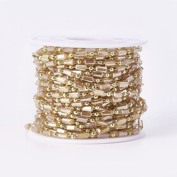 PandaHall Handmade Glass Beaded Chains, Soldered, with Brass Findings, with Spool, Long-Lasting Plated, Real 18K Gold Plated, Cuboid, Tan..., Orange
PandaHall Handmade Glass Beaded Chains, Soldered, with Brass Findings, with Spool, Long-Lasting Plated, Real 18K Gold Plated, Cuboid, Tan..., Orange