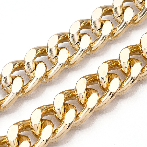 PandaHall Aluminum Faceted Curb Chains, Diamond Cut Cuban Link Chains, Unwelded, Light Gold, 18x13x4mm Aluminum
PandaHall Aluminum Faceted Curb Chains, Diamond Cut Cuban Link Chains, Unwelded, Light Gold, 18x13x4mm Aluminum