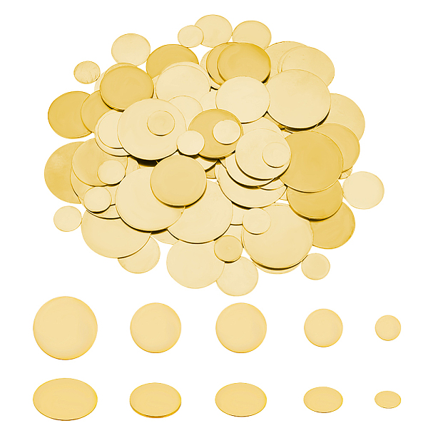 PandaHall 100Pcs 5 Style Brass Sheet, for Brooch Base Setting Making, Flat Round, Golden, 10~20x0.5~1mm, 20pcs/style Brass
PandaHall 100Pcs 5 Style Brass Sheet, for Brooch Base Setting Making, Flat Round, Golden, 10~20x0.5~1mm, 20pcs/style Brass
