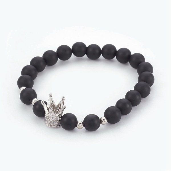 PandaHall Natural Black Agate(Dyed) Beads Stretch Bracelets, with Brass Micro Pave Cubic Zirconia Beads, Crown, Clear, Platinum, 2-1/8 inch...
PandaHall Natural Black Agate(Dyed) Beads Stretch Bracelets, with Brass Micro Pave Cubic Zirconia Beads, Crown, Clear, Platinum, 2-1/8 inch...