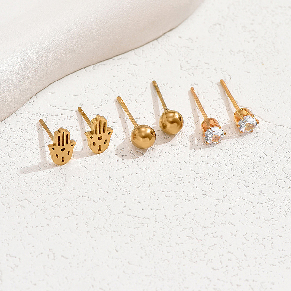 PandaHall Elegant 18K Gold Plated 3 Pairs Stud Earrings Set for Women, Mixed Shapes Stainless Steel Mixed Shapes
PandaHall Elegant 18K Gold Plated 3 Pairs Stud Earrings Set for Women, Mixed Shapes Stainless Steel Mixed Shapes
