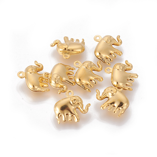 PandaHall 304 Stainless Steel Charms, for DIY Jewelry Making, Elephant, Golden, 14.3x15x5.2mm, Hole: 1mm 304 Stainless Steel Elephant
PandaHall 304 Stainless Steel Charms, for DIY Jewelry Making, Elephant, Golden, 14.3x15x5.2mm, Hole: 1mm 304 Stainless Steel Elephant