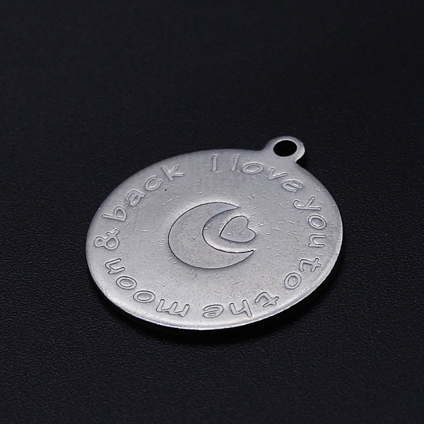 PandaHall Valentine's Day Theme, 201 Stainless Steel Pendants, Flat Round with Word Love You To The Moon and Back, Stainless Steel Color...
PandaHall Valentine's Day Theme, 201 Stainless Steel Pendants, Flat Round with Word Love You To The Moon and Back, Stainless Steel Color...