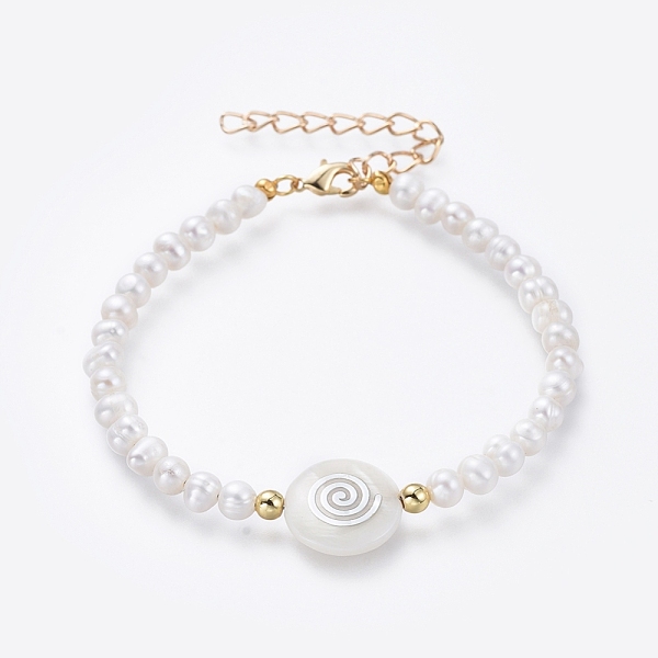 PandaHall Natural Freshwater Pearl Beaded Bracelets, with Flat Round Freshwater Shell Beads and Brass Beads, Mixed Patterns, 7-5/8 inch..., White
PandaHall Natural Freshwater Pearl Beaded Bracelets, with Flat Round Freshwater Shell Beads and Brass Beads, Mixed Patterns, 7-5/8 inch..., White
