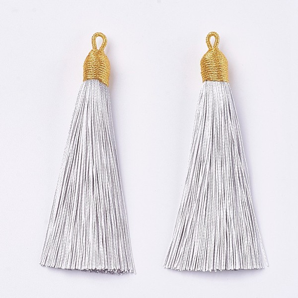 PandaHall Polyester Tassel Big Pendants Decoration, WhiteSmoke, 85~90x9~10mm, Hole: 3mm Polyester White
PandaHall Polyester Tassel Big Pendants Decoration, WhiteSmoke, 85~90x9~10mm, Hole: 3mm Polyester White
