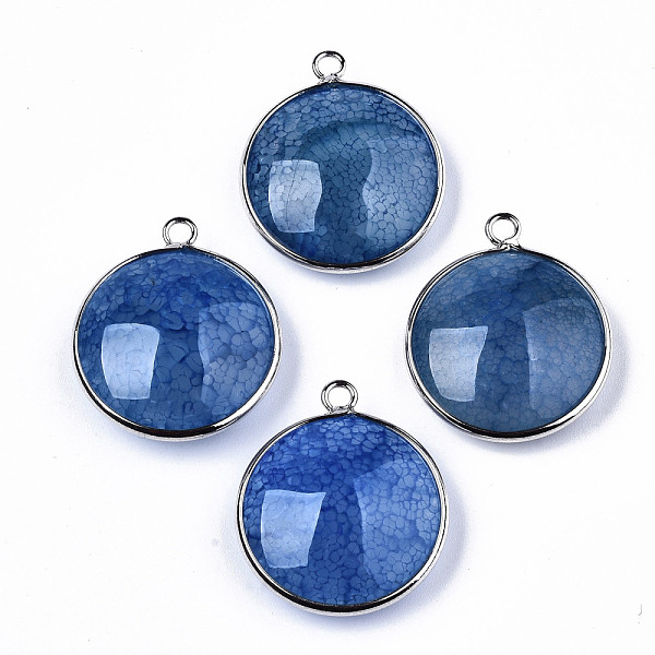 PandaHall Natural Crackle Agate Pendants, with Platinum Plated Brass Findings, Dyed & Heated, Flat Round, Steel Blue, 27~28x23~24x7~9.5mm...
PandaHall Natural Crackle Agate Pendants, with Platinum Plated Brass Findings, Dyed & Heated, Flat Round, Steel Blue, 27~28x23~24x7~9.5mm...