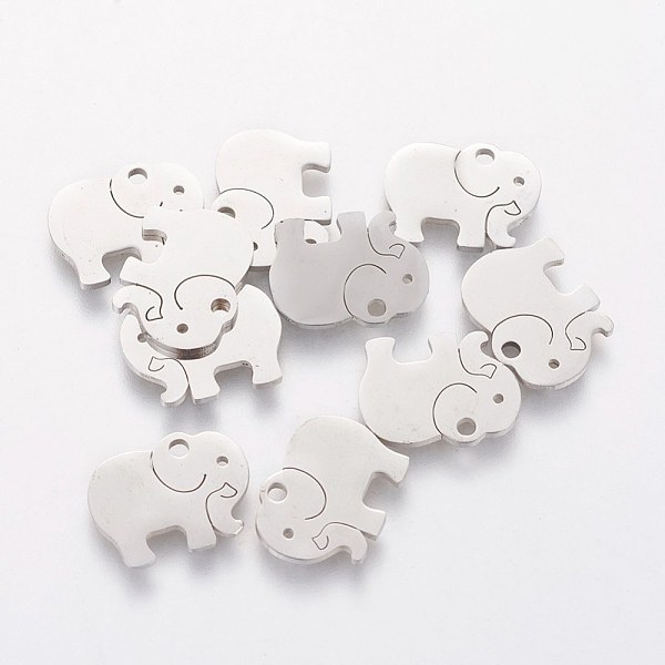 PandaHall 304 Stainless Steel Charms, Elephant, Stainless Steel Color, 10.7x13.9x1mm, Hole: 1.5mm 304 Stainless Steel Elephant
PandaHall 304 Stainless Steel Charms, Elephant, Stainless Steel Color, 10.7x13.9x1mm, Hole: 1.5mm 304 Stainless Steel Elephant
