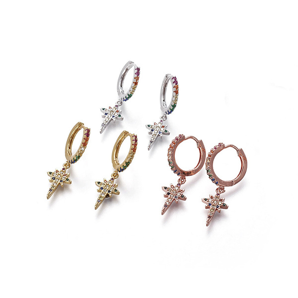 PandaHall Brass Dangle Hoop Earrings, with Micro Pave Cubic Zirconia, Star, Colorful, Mixed Color, 29mm, Pin: 0.7mm Cubic Zirconia Star
PandaHall Brass Dangle Hoop Earrings, with Micro Pave Cubic Zirconia, Star, Colorful, Mixed Color, 29mm, Pin: 0.7mm Cubic Zirconia Star