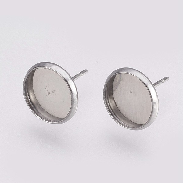 PandaHall 202 Stainless Steel Stud Earring Settings, with 304 Stainless Steel Pins, Flat Round, Stainless Steel Color, Tray: 10mm, 12x2mm...
PandaHall 202 Stainless Steel Stud Earring Settings, with 304 Stainless Steel Pins, Flat Round, Stainless Steel Color, Tray: 10mm, 12x2mm...
