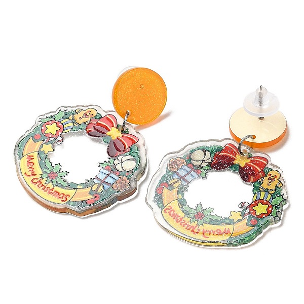 PandaHall Christmas Acrylic Dangle Stud Earrings with 304 Stainless Steel Pin for Women, Christmas Wreath, 50x38mm Acrylic Christmas Wreath..., Orange
PandaHall Christmas Acrylic Dangle Stud Earrings with 304 Stainless Steel Pin for Women, Christmas Wreath, 50x38mm Acrylic Christmas Wreath..., Orange