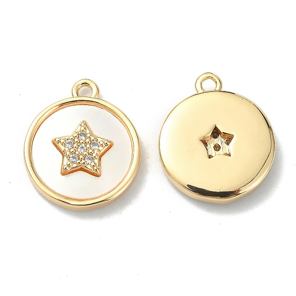 PandaHall Brass Micro Pave Cubic Zirconia Charms, with Shell, Flat Round with Star Charm, Real 18K Gold Plated, 15x12x3mm, Hole: 1.5mm..., Clear
PandaHall Brass Micro Pave Cubic Zirconia Charms, with Shell, Flat Round with Star Charm, Real 18K Gold Plated, 15x12x3mm, Hole: 1.5mm..., Clear