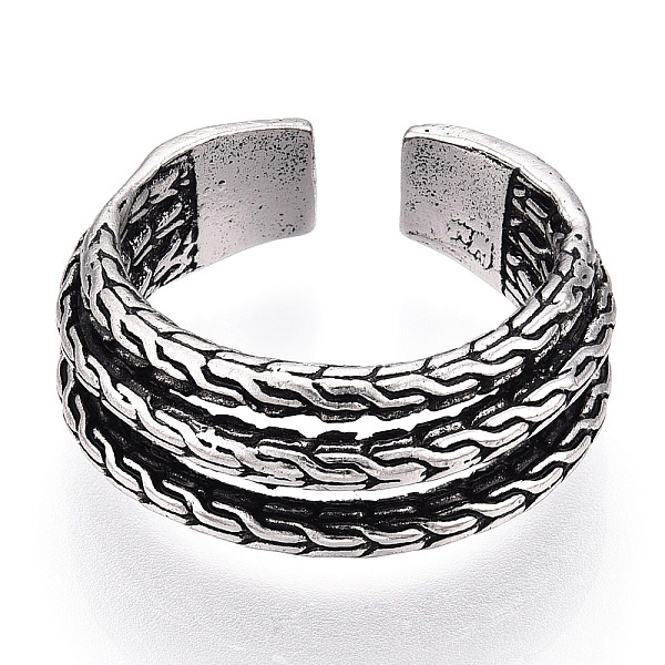 PandaHall Men's Triple Line Alloy Open Cuff Ring, Chunky Wide Band Ring, Cadmium Free & Lead Free, Antique Silver, US Size 10(19.8mm) Alloy
PandaHall Men's Triple Line Alloy Open Cuff Ring, Chunky Wide Band Ring, Cadmium Free & Lead Free, Antique Silver, US Size 10(19.8mm) Alloy