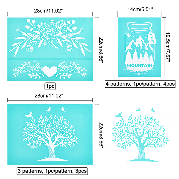 PandaHall Olycraft 8 Patterns Self-Adhesive Silk Screen Printing Stencil, for Painting on Wood, DIY Decoration T-Shirt Fabric, Alice Blue...
PandaHall Olycraft 8 Patterns Self-Adhesive Silk Screen Printing Stencil, for Painting on Wood, DIY Decoration T-Shirt Fabric, Alice Blue...