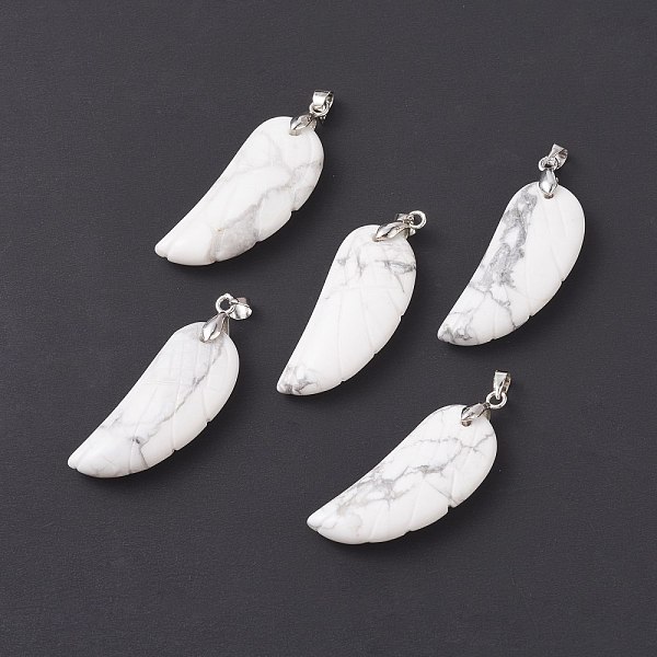 PandaHall Natural Howlite Pendants, with Platinum Plated Brass Loops, Wing, 36x15~16.6x6.5~7.7mm, Hole: 5x4mm Howlite Wing
PandaHall Natural Howlite Pendants, with Platinum Plated Brass Loops, Wing, 36x15~16.6x6.5~7.7mm, Hole: 5x4mm Howlite Wing
