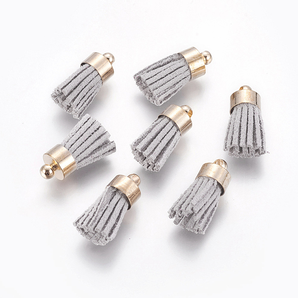 PandaHall Suede Cord Tassel Pendants, with Brass Findings, Golden, Gray, 16~19x7mm, Hole: 1mm Faux Suede Gray
PandaHall Suede Cord Tassel Pendants, with Brass Findings, Golden, Gray, 16~19x7mm, Hole: 1mm Faux Suede Gray