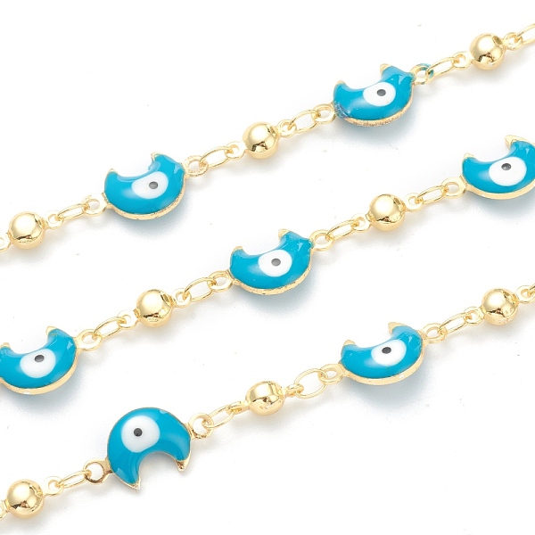 PandaHall Golden Brass Link Chain, with Enamel Moon Shape Evil Eye Charms, Long-Lasting Plated, with Spool, Soldered, Light Blue, Link...
PandaHall Golden Brass Link Chain, with Enamel Moon Shape Evil Eye Charms, Long-Lasting Plated, with Spool, Soldered, Light Blue, Link...