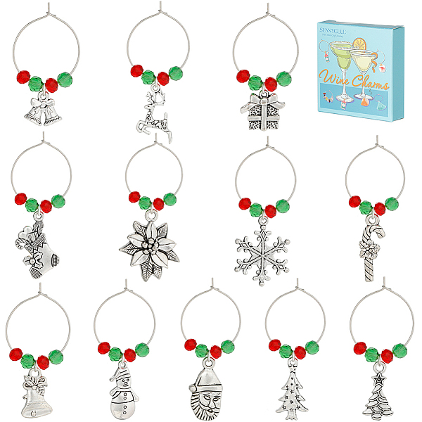 PandaHall 12Pcs Christmas Theme Tibetan Style Alloy & Glass Pendants Wine Glass Charms, Goblet Marker, with Brass Wine Glass Charm Rings...
PandaHall 12Pcs Christmas Theme Tibetan Style Alloy & Glass Pendants Wine Glass Charms, Goblet Marker, with Brass Wine Glass Charm Rings...