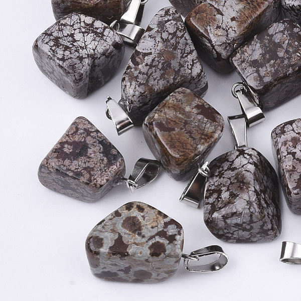 PandaHall Natural Snowflake Obsidian Pendants, with Stainless Steel Snap On Bails, Nuggets, 15~35x10~20x5~15mm, Hole: 3x7.5mm Snowflake...
PandaHall Natural Snowflake Obsidian Pendants, with Stainless Steel Snap On Bails, Nuggets, 15~35x10~20x5~15mm, Hole: 3x7.5mm Snowflake...