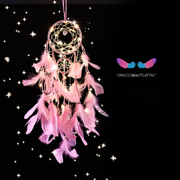 PandaHall Indian Style Cotton Rope Woven Net/Web with Feather Pendant Decoration, with Colorful Beads and Shell, without Lamp, Pink, 60cm...
PandaHall Indian Style Cotton Rope Woven Net/Web with Feather Pendant Decoration, with Colorful Beads and Shell, without Lamp, Pink, 60cm...