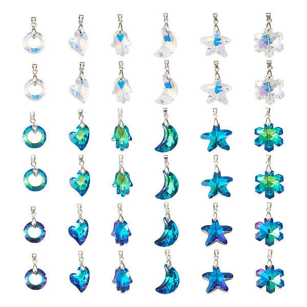 PandaHall 36Pcs 18 Style Electroplate Glass Pendants, with Brass Ice Pick Pinch Bails, Starfish & Donut & Moon & Hamsa Hand, Mixed Color..., Multicolor
PandaHall 36Pcs 18 Style Electroplate Glass Pendants, with Brass Ice Pick Pinch Bails, Starfish & Donut & Moon & Hamsa Hand, Mixed Color..., Multicolor
