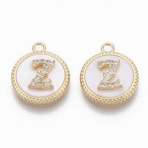 PandaHall Brass Micro Pave Cubic Zirconia Pendants, with Shell, Flat Round with Letter, Nickel Free, Clear, Creamy White, Real 18K Gold...
PandaHall Brass Micro Pave Cubic Zirconia Pendants, with Shell, Flat Round with Letter, Nickel Free, Clear, Creamy White, Real 18K Gold...