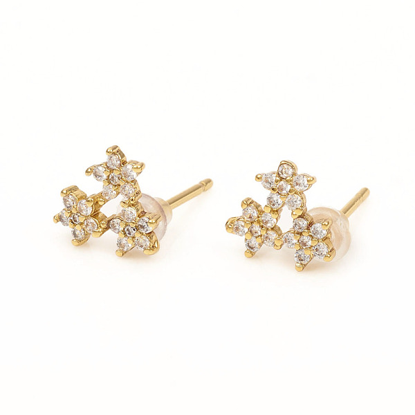 PandaHall Brass Stud Earrings, with Clear Cubic Zirconia and Ear Nuts, Flower, Golden, 8x8mm, Pin: 0.9mm Brass Flower Clear
PandaHall Brass Stud Earrings, with Clear Cubic Zirconia and Ear Nuts, Flower, Golden, 8x8mm, Pin: 0.9mm Brass Flower Clear