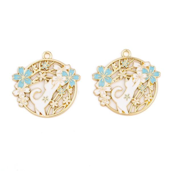 PandaHall Rack Plating Alloy Enamel Pendants, Golden, Flat Round with Cat & Flower Charm, Light Sky Blue, 28x29x1.5mm, Hole: 2mm...
PandaHall Rack Plating Alloy Enamel Pendants, Golden, Flat Round with Cat & Flower Charm, Light Sky Blue, 28x29x1.5mm, Hole: 2mm...