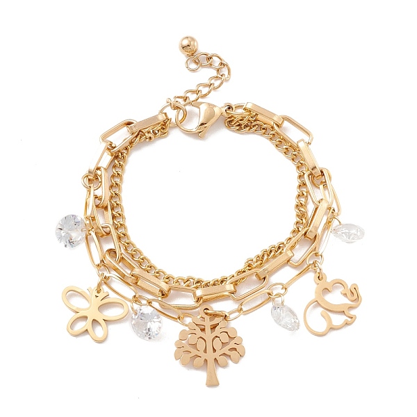 PandaHall Vacuum Plating 304 Stainless Steel Chain Multi-strand Bracelet, Butterfly & Elephant & Tree & Rhinestone Charm Bracelet for Women...
PandaHall Vacuum Plating 304 Stainless Steel Chain Multi-strand Bracelet, Butterfly & Elephant & Tree & Rhinestone Charm Bracelet for Women...