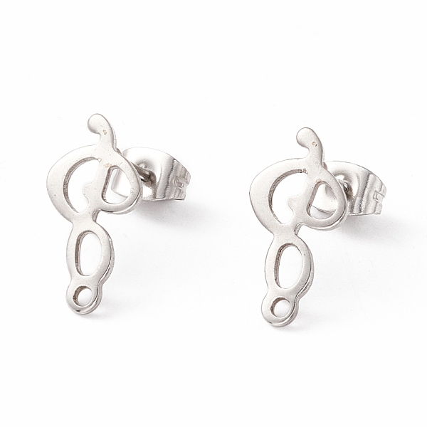PandaHall 201 Stainless Steel Stud Earring Findings, with 304 Stainless Steel Pins, Horizontal Loops and Ear Nuts, Musical Note, Stainless...
PandaHall 201 Stainless Steel Stud Earring Findings, with 304 Stainless Steel Pins, Horizontal Loops and Ear Nuts, Musical Note, Stainless...