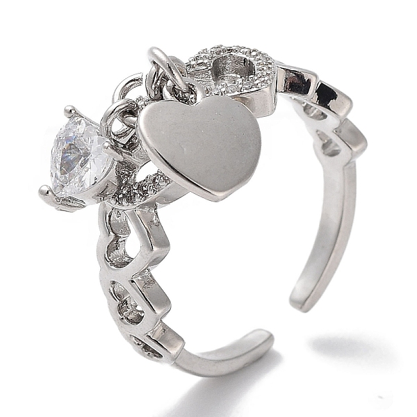 PandaHall Brass Micro Pave Cubic Zirconia Cuff Rings, Long-Lasting Plated, Heart, Platinum, US Size 6 3/4(17.1mm) Brass+Cubic Zirconia Heart..., Clear
PandaHall Brass Micro Pave Cubic Zirconia Cuff Rings, Long-Lasting Plated, Heart, Platinum, US Size 6 3/4(17.1mm) Brass+Cubic Zirconia Heart..., Clear
