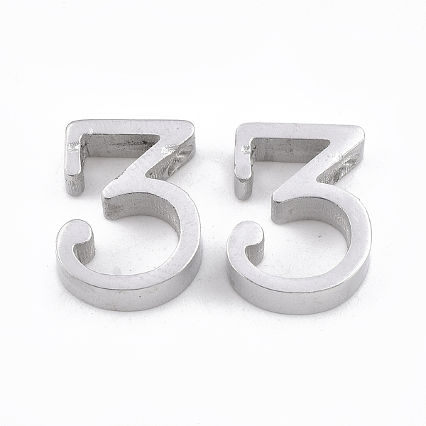 PandaHall 304 Stainless Steel Pendants, Number, Stainless Steel Color, Num.3, 12x9x3mm, Hole: 1.8mm 304 Stainless Steel Number
PandaHall 304 Stainless Steel Pendants, Number, Stainless Steel Color, Num.3, 12x9x3mm, Hole: 1.8mm 304 Stainless Steel Number