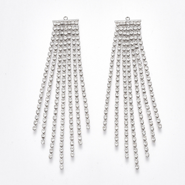 PandaHall Brass Cubic Zirconia Big Chain Tassel Pendants, Clear, Real Platinum Plated, 90x14.5x2mm, Hole: 1.4mm Brass Clear
PandaHall Brass Cubic Zirconia Big Chain Tassel Pendants, Clear, Real Platinum Plated, 90x14.5x2mm, Hole: 1.4mm Brass Clear
