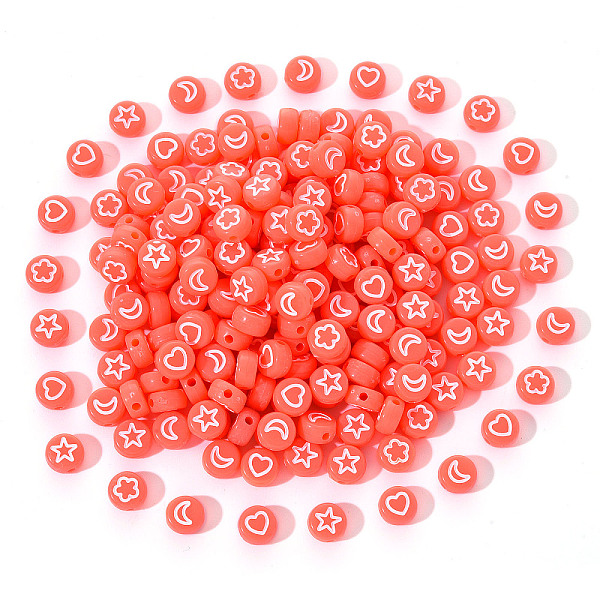 PandaHall Opaque Acrylic Beads, Flat Round with White Heart & Flower & Moon & Star, Tomato, 7x4mm, Hole: 1.6mm, 200pcs/set Acrylic Flat..., Red
PandaHall Opaque Acrylic Beads, Flat Round with White Heart & Flower & Moon & Star, Tomato, 7x4mm, Hole: 1.6mm, 200pcs/set Acrylic Flat..., Red