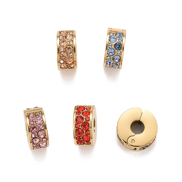 PandaHall 304 Stainless Steel European Clasps, with Rhinestone, Large Hole Beads, Golden, Flat Round, Mixed Color, 10.5x11x5mm, Hole: 3.5mm..., Multicolor
PandaHall 304 Stainless Steel European Clasps, with Rhinestone, Large Hole Beads, Golden, Flat Round, Mixed Color, 10.5x11x5mm, Hole: 3.5mm..., Multicolor