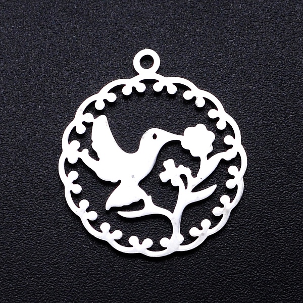 PandaHall 201 Stainless Steel Pendants, Filigree Joiners Findings, Laser Cut, Flower with Hummingbird, Stainless Steel Color, 22.5x20x1mm...
PandaHall 201 Stainless Steel Pendants, Filigree Joiners Findings, Laser Cut, Flower with Hummingbird, Stainless Steel Color, 22.5x20x1mm...