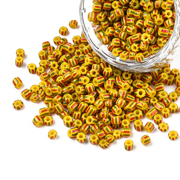 PandaHall 8/0 Opaque Colours Seep Glass Seed Beads, Round Hole, Round with Stripe Pattern, Gold, 3~3.5x2~3mm, Hole: 1mm, about 450g/bag...
PandaHall 8/0 Opaque Colours Seep Glass Seed Beads, Round Hole, Round with Stripe Pattern, Gold, 3~3.5x2~3mm, Hole: 1mm, about 450g/bag...