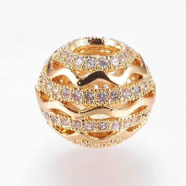 PandaHall Brass Micro Pave Cubic Zirconia Beads, Rondelle, Real 18K Gold Plated, 12x10mm, Hole: 4mm Brass+Cubic Zirconia Round
PandaHall Brass Micro Pave Cubic Zirconia Beads, Rondelle, Real 18K Gold Plated, 12x10mm, Hole: 4mm Brass+Cubic Zirconia Round