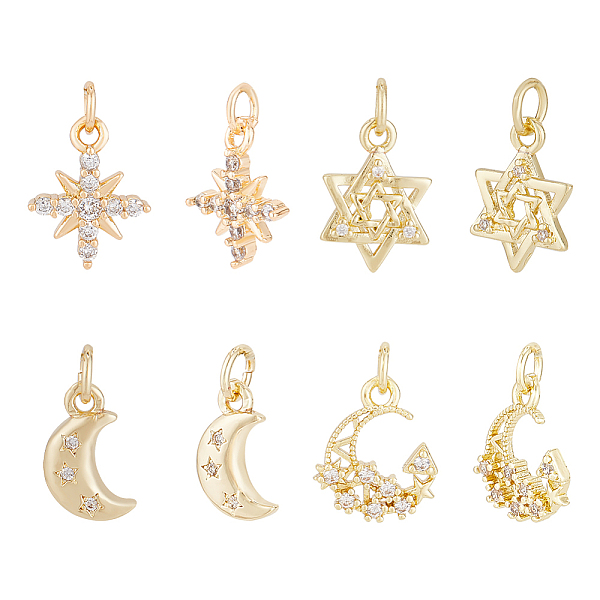 PandaHall BENECREAT 8Pcs 4 Style Brass Micro Pave Cubic Zirconia Charms, with Jump Ring, Star & Moon Charm, Real 18K Gold Plated..., Clear
PandaHall BENECREAT 8Pcs 4 Style Brass Micro Pave Cubic Zirconia Charms, with Jump Ring, Star & Moon Charm, Real 18K Gold Plated..., Clear