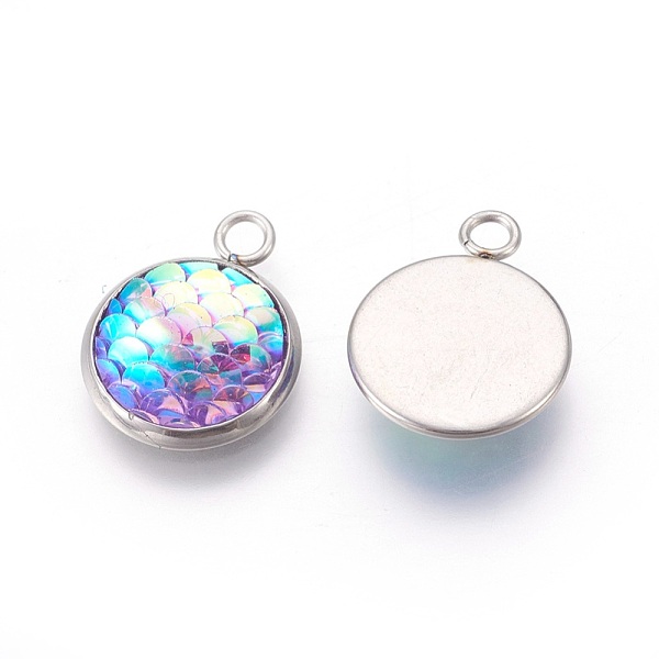 PandaHall Resin Pendants, with 304 Stainless Steel Finding, Flat Round with Mermaid Fish Scale Shaped, Stainless Steel Color, Plum..., Purple
PandaHall Resin Pendants, with 304 Stainless Steel Finding, Flat Round with Mermaid Fish Scale Shaped, Stainless Steel Color, Plum..., Purple
