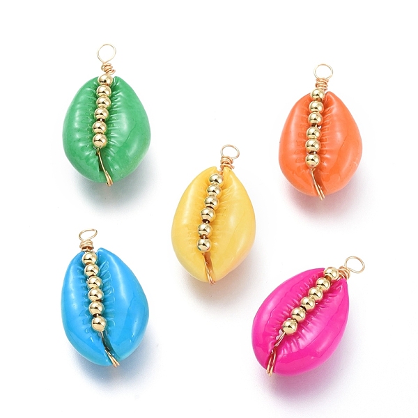 PandaHall Spray Paint Cowrie Shell Pendants, with Brass Beads and Copper Wire, Golden, Mixed Color, 20~25x13~16x5~11mm,, Hole: 2.5mm Cowrie..., Multicolor
PandaHall Spray Paint Cowrie Shell Pendants, with Brass Beads and Copper Wire, Golden, Mixed Color, 20~25x13~16x5~11mm,, Hole: 2.5mm Cowrie..., Multicolor