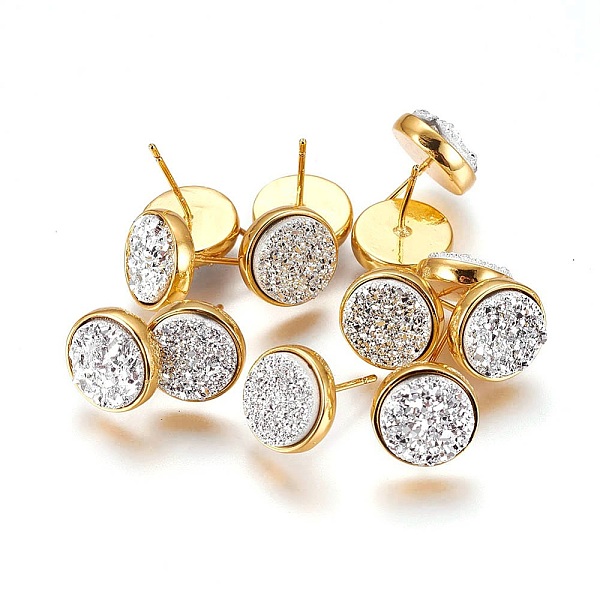 PandaHall Druzy Resin Earrings, with Brass Finding, Flat Round, Silver, 11.6x16~16.5mm, Pin: 0.8mm Resin Silver
PandaHall Druzy Resin Earrings, with Brass Finding, Flat Round, Silver, 11.6x16~16.5mm, Pin: 0.8mm Resin Silver