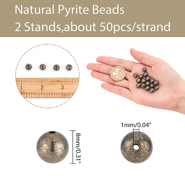PandaHall ARRICRAFT Natural Pyrite Beads Strands, Round, 8mm, Hole: 1mm, about 50pcs/strand, 15.74 inch, 2strands/box Pyrite Round
PandaHall ARRICRAFT Natural Pyrite Beads Strands, Round, 8mm, Hole: 1mm, about 50pcs/strand, 15.74 inch, 2strands/box Pyrite Round