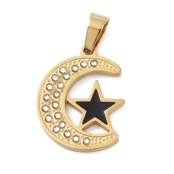 PandaHall Ion Plating(IP) 304 Stainless Steel Enamel Rhinestone Pendants, Moon Star Charms, Black, 23.5x18.5x2.5mm, Hole: 6.5x4mm Stainless..., Clear
PandaHall Ion Plating(IP) 304 Stainless Steel Enamel Rhinestone Pendants, Moon Star Charms, Black, 23.5x18.5x2.5mm, Hole: 6.5x4mm Stainless..., Clear