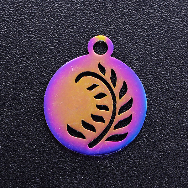 PandaHall Ion Plating(IP) 201 Stainless Steel Charms, Flat Round with Leaf, Rainbow Color, 14x12x1mm, Hole: 1.5mm 201 Stainless Steel Flat...
PandaHall Ion Plating(IP) 201 Stainless Steel Charms, Flat Round with Leaf, Rainbow Color, 14x12x1mm, Hole: 1.5mm 201 Stainless Steel Flat...