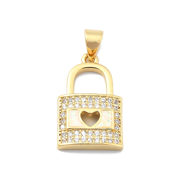 PandaHall Brass Micro Pave Clear Cubic Zirconia Pendants, with Sythetic Opal, Lock with Gollow Heart, Real 18K Gold Plated, 20x12.5x3.5mm...
PandaHall Brass Micro Pave Clear Cubic Zirconia Pendants, with Sythetic Opal, Lock with Gollow Heart, Real 18K Gold Plated, 20x12.5x3.5mm...