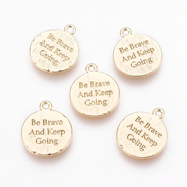 PandaHall Brass Charms, Flat Round with Be Brave And Keep Going, Nickel Free, Real 18K Gold Plated, 13x11x1mm, Hole: 1mm Brass Flat Round
PandaHall Brass Charms, Flat Round with Be Brave And Keep Going, Nickel Free, Real 18K Gold Plated, 13x11x1mm, Hole: 1mm Brass Flat Round